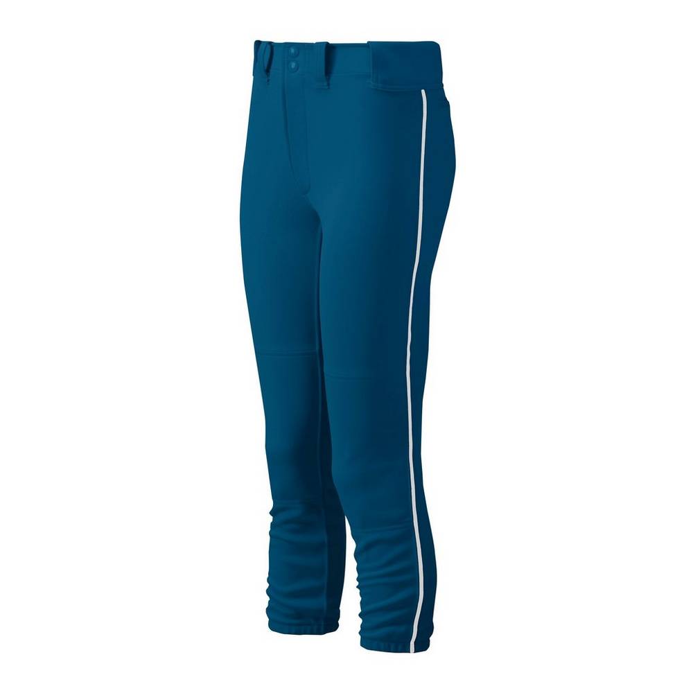 Womens Mizuno Belted Piped Softball Pants Navy/White Philippines (OIRQUC206)